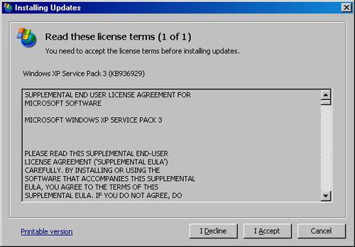 Windows xp updates sp3 windows 7